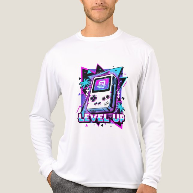 Retro Arcade: The "Level Up" Synthwave Tee (Front)