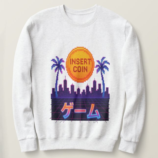 Retro Arcade Vibes – Insert Coin Pixel Art Design Sweatshirt (Design Front)