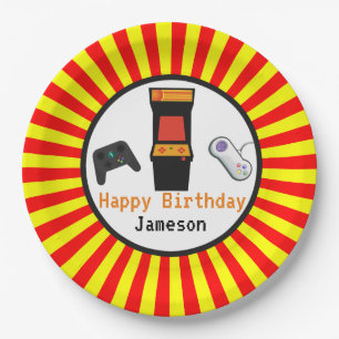 Retro Arcade Video Game Console Birthday Paper Plates