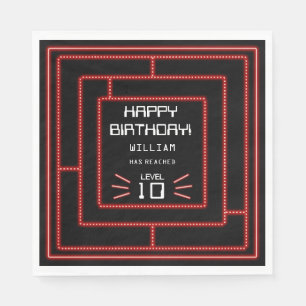 Retro Arcade Video Game Neon Kids Birthday Napkins