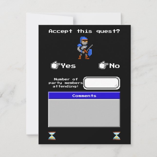 Retro Arcade Video Game RSVP Card (Front)