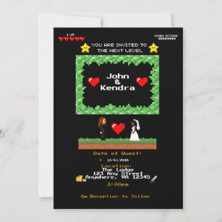 Retro Arcade Video Game Wedding Invitation