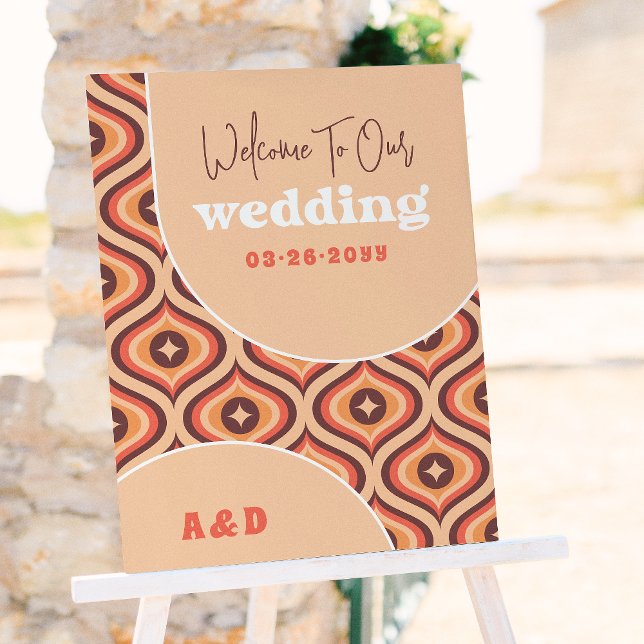 Retro Arch & 70s Pattern Groovy Wedding Welcome Poster (Creator Uploaded)