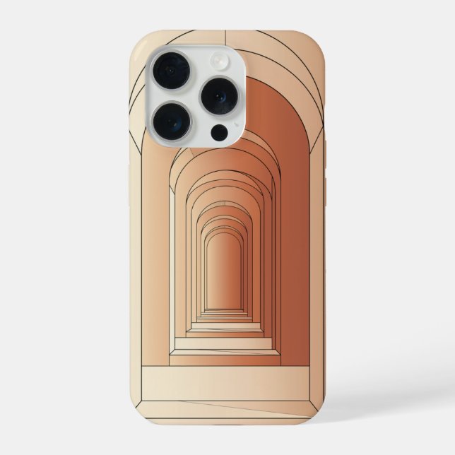 Retro Arch Corridor Line Art Geometric Design Iphone Case (Back)