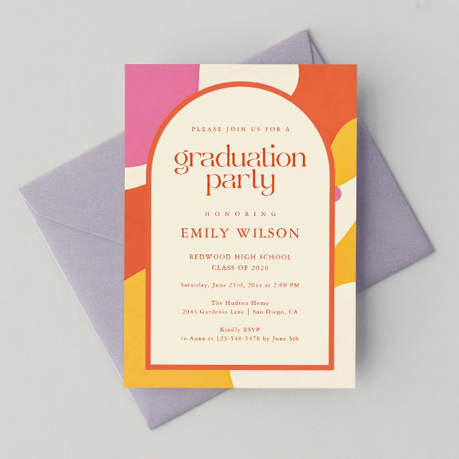 Retro Arch Frame High School Graduate Graduation Invitation (Creator Uploaded)