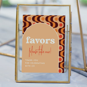 Retro Arch Orange Wedding Favors Sign