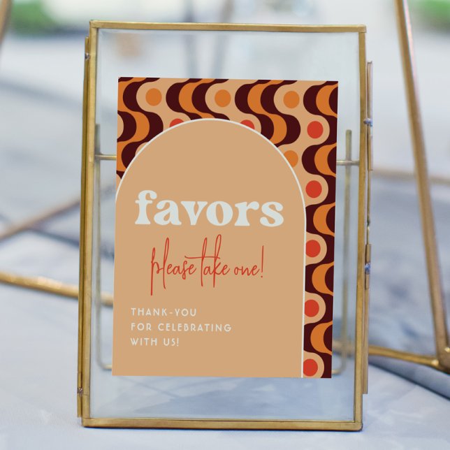 Retro Arch Orange Wedding Favors Sign (Creator Uploaded)