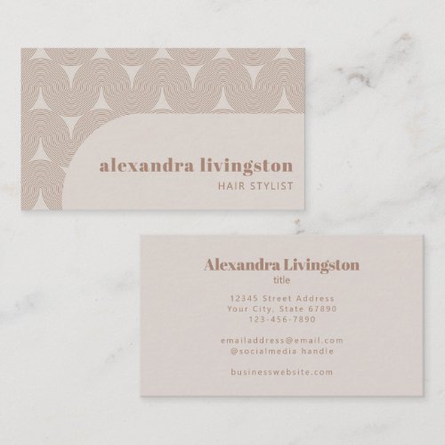 Retro Arch Pattern Beige Tan Hair Stylist Salon Business Card