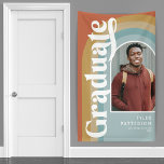 Retro Arch Photo 2024 Graduation Banner<br><div class="desc">Celebrate the graduate with this cool graduation party banner! Featuring a boho vintage colored rainbow arch backdrop,  a photo of the grad,  and a retro text template that is easy to personalize.</div>