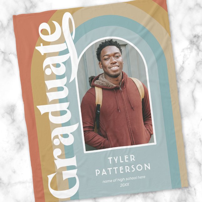 Retro Arch Photo 2026 Graduation Fleece Blanket (Creator Uploaded)