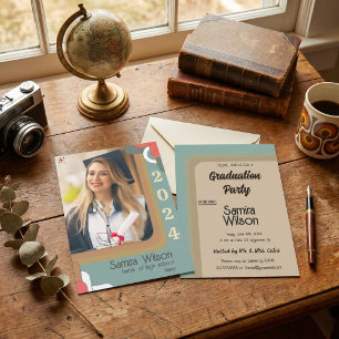 Retro Arch Photo 2026 Graduation Party Boho Vintag Invitation
