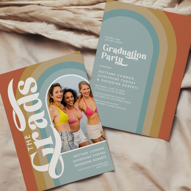 Retro Arch Photo 2026 Joint Graduation Party Invitation (Creator Uploaded)