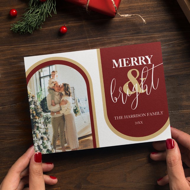 Retro Arch Photo Christmas Holiday Card (Creator Uploaded)