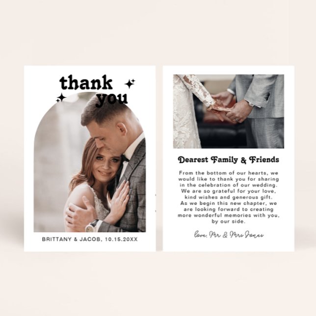Retro Arch Photo Message Wedding Thank You Card (Creator Uploaded)