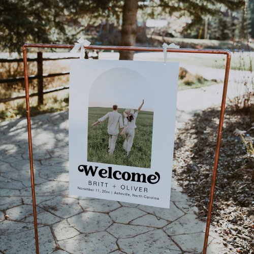 Retro Arch Photo Wedding Welcome Sign