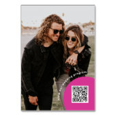 Retro Arch Pink & Magenta Couples Fun Fact & Photo Table Number (Back)