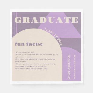 Retro Arch Purple Fun Facts Graduation Napkins