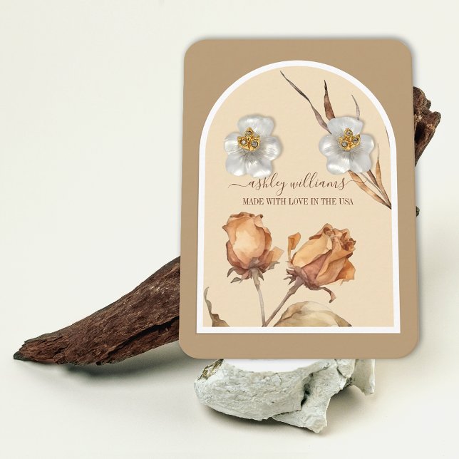 Retro Arch Script Rose Earring Display Business Card (Retro Arch Script Rose Earring Display Business Card)