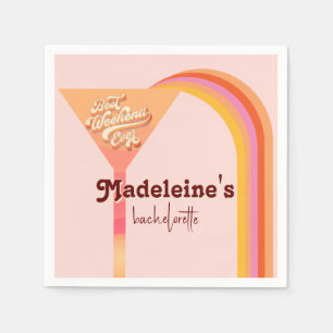 Retro Arch Vintage Sunset Abstract Bachelorette Napkins