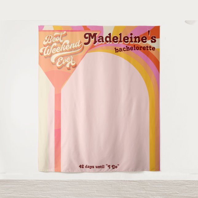 Retro Arch Vintage Sunset Bachelorette Backdrop (Front)