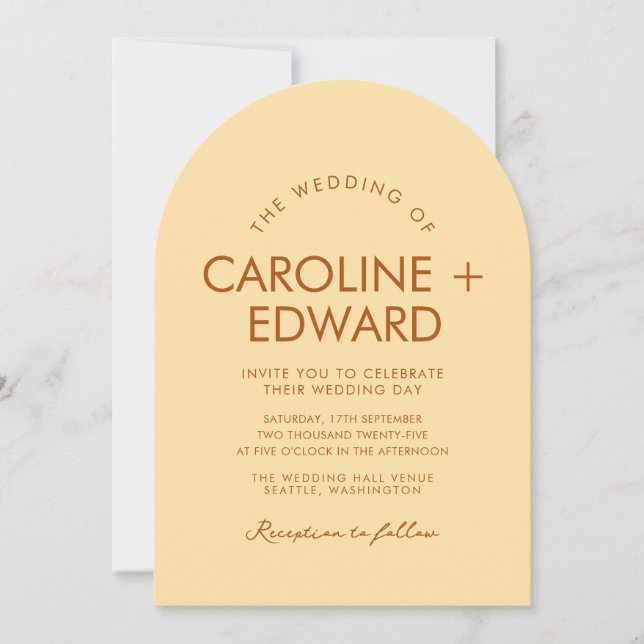 Retro Arched Striped Wedding Invitation (Front)