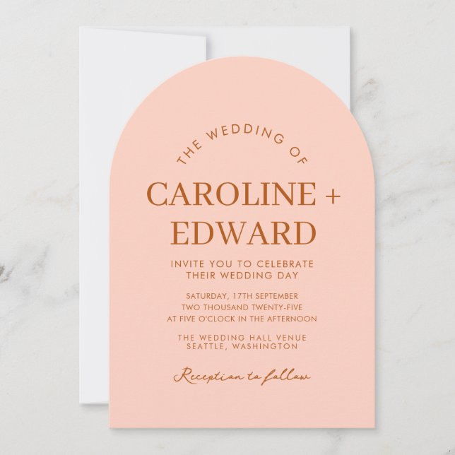 Retro Arched Striped Wedding Invitation (Front)