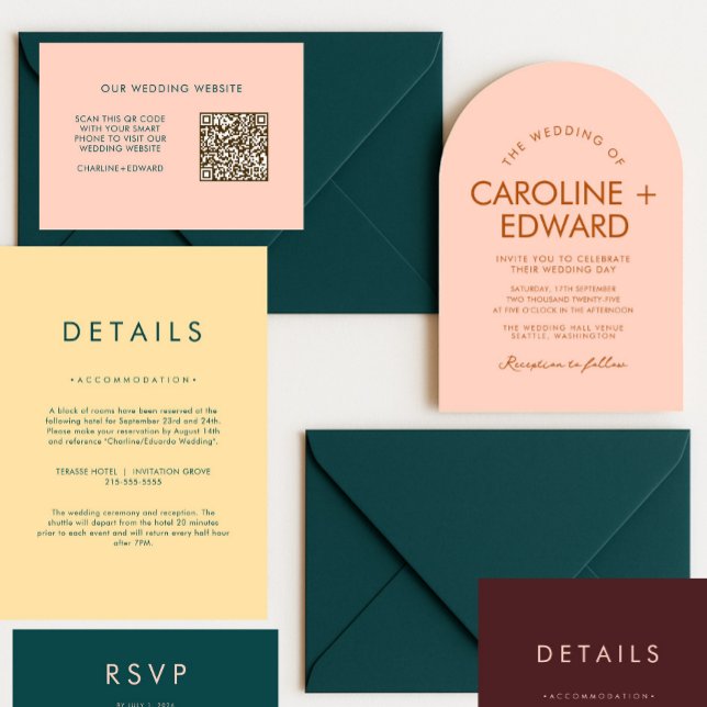 Retro Arched Striped Wedding Invitation (Creator Uploaded)