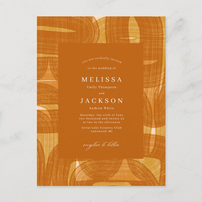 Retro Arches And Bends and Lines Yellow Wedding In Postcard (Front)