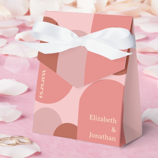 Retro Arches Coral Pink Wedding Favor Boxes (Wedding)