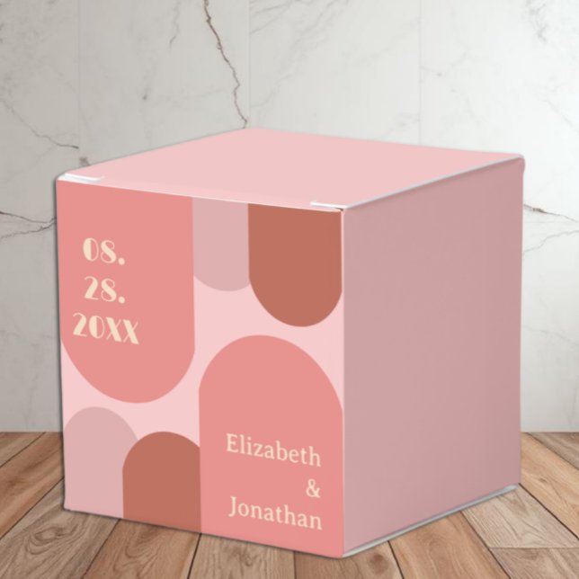 Retro Arches Coral Pink Wedding Favor Boxes (Creator Uploaded)