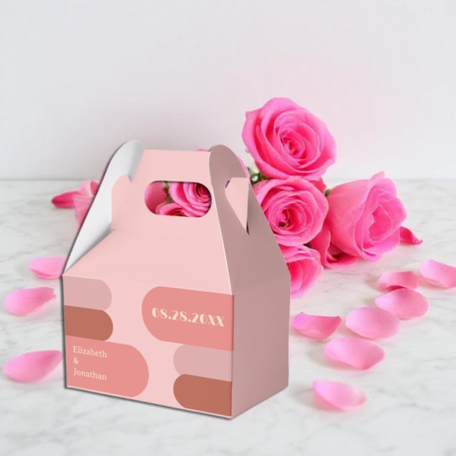 Retro Arches Coral Pink Wedding Favor Boxes (Creator Uploaded)