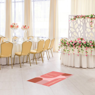 Retro Arches Coral Pink Wedding Floor Decals