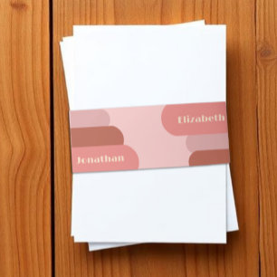 Retro Arches Coral Pink Wedding Invitation Belly Band