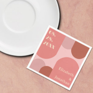 Retro Arches Coral Pink Wedding Napkins