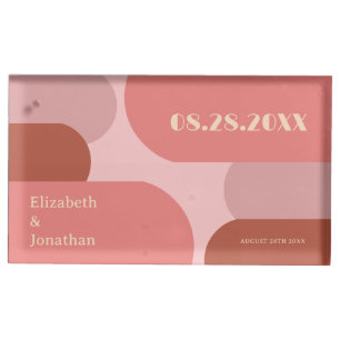 Retro Arches Coral Pink Wedding Place Card Holder