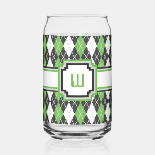 Retro Argyle Can Glass