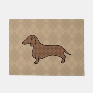 Retro Argyle Dachshund Doormat