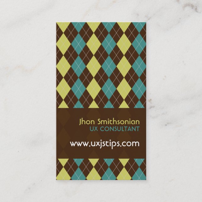 Retro Argyle Design Business Card (Front)