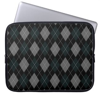 Retro argyle pattern, vintage look dark colors computer sleeve