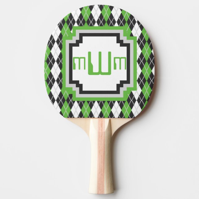 Retro Argyle Ping Pong Paddle (Front)