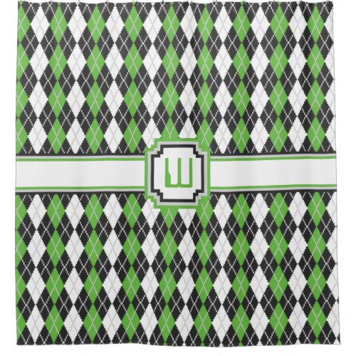 Retro Argyle Shower Curtain