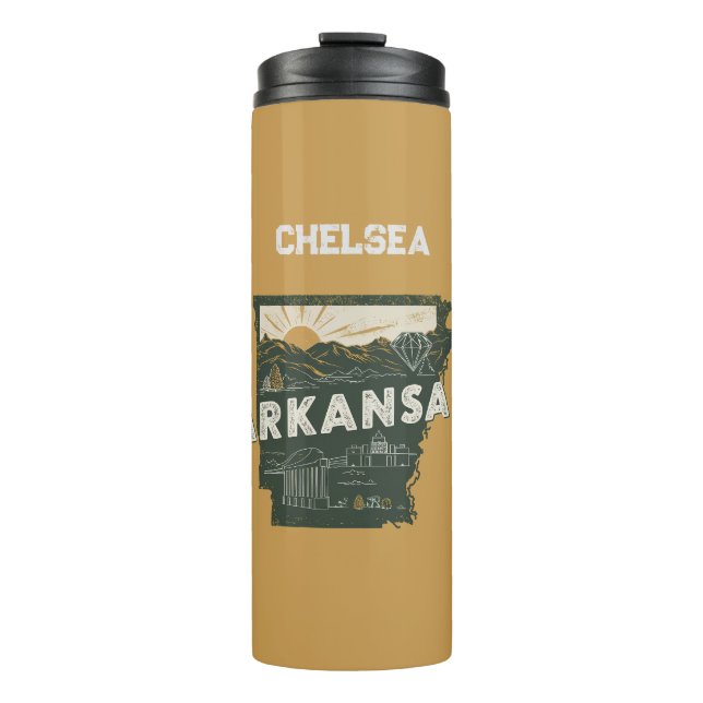 Retro Arkansas State Personalized Thermal Tumbler (Front)