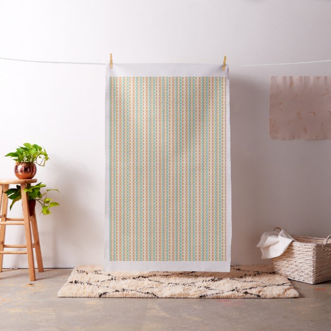 Retro Arrows Chevron Orange Teal Gold Fabric (In Situ)