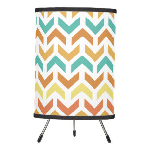 Retro Arrows Chevron Orange Teal Gold Pattern Tripod Lamp
