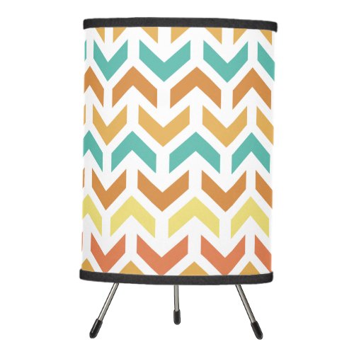 Retro Arrows Chevron Orange Teal Gold Pattern Tripod Lamp