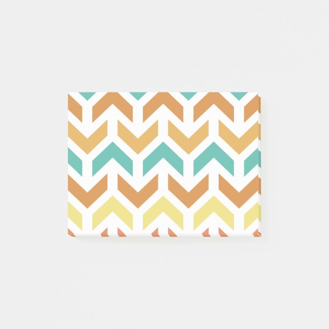 Retro Arrows Chevron Orange Teal Gold Post-it Notes (Front)