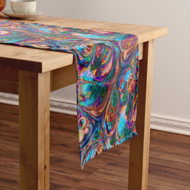 Retro art abstract colorful pretty table runner (In Situ)