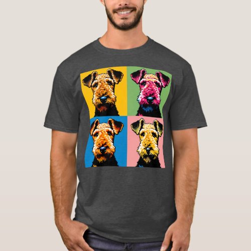 Retro Art Airedale Terrier Cute Puppy T_Shirt
