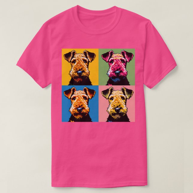 Retro Art Airedale Terrier Cute Puppy T-Shirt (Design Front)