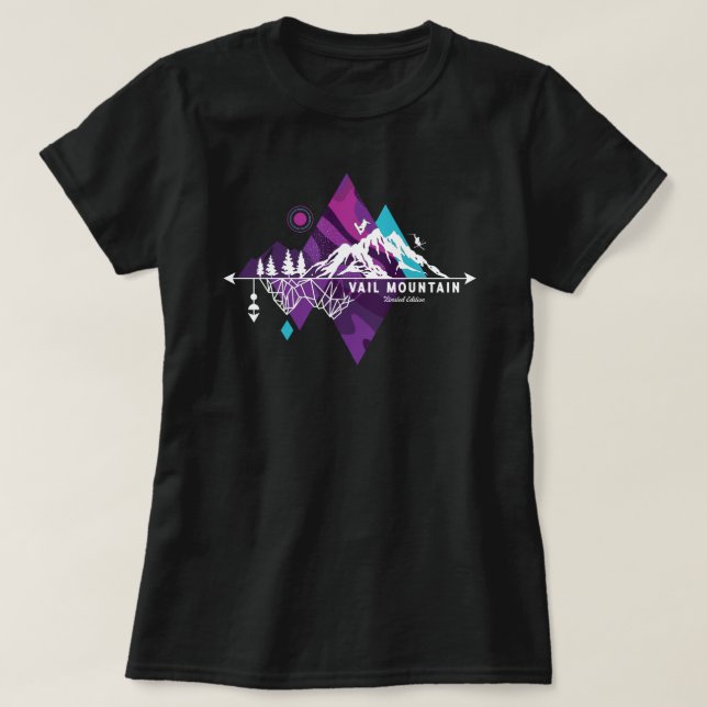 Retro Art Boho Vail Ski T-Shirt (Design Front)